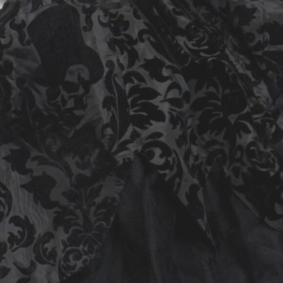 Hell Bunny Black Velvet Skull Damask Gothic Mini Dress Tulle Small Whimsygoth - Picture 4 of 8